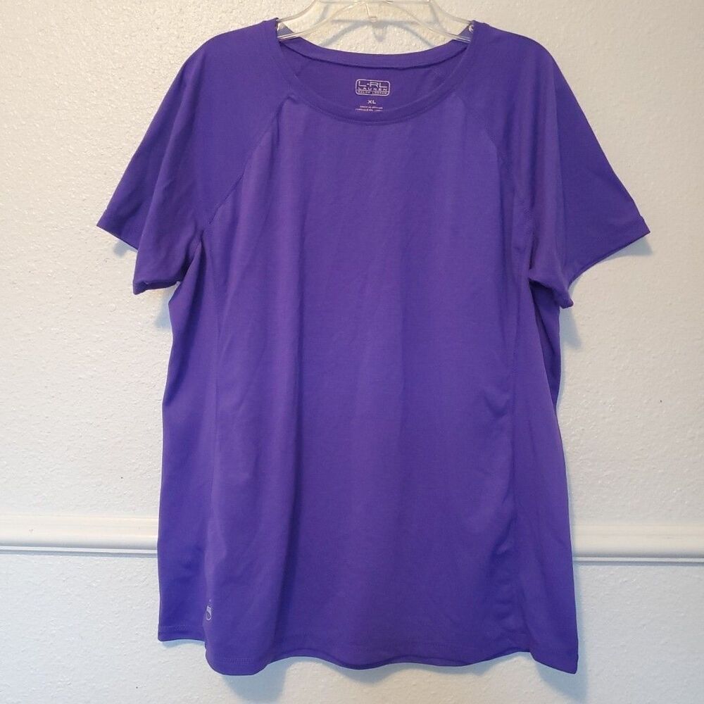 LRL Lauren Ralph Lauren Top Women Sz XL Athletic T Shirt Active Mesh Side Purple